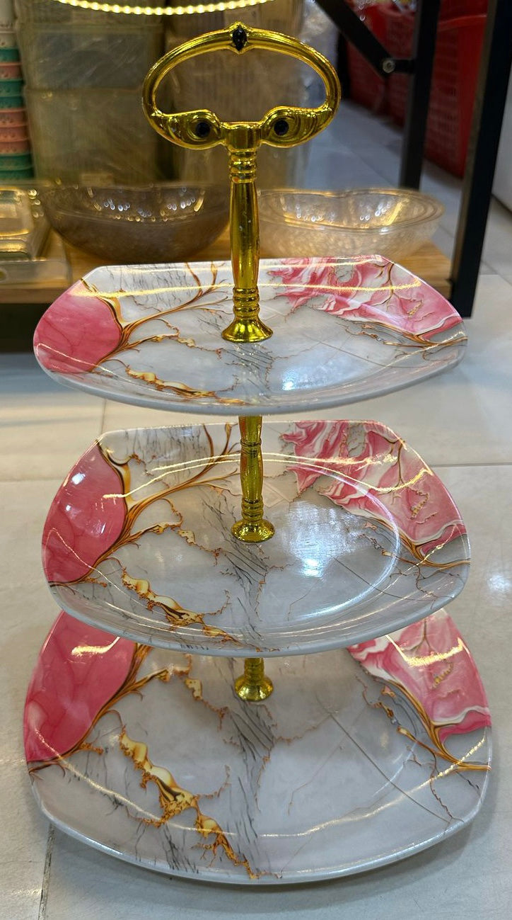 3 Tier Melamine Platter, Creative Colorful Glass Plate, Light Luxury Snack Serving Tray, Home Dining Room Table Tray, Party Snacks Serving Tray 3 Tier Melamine Platter, Creative Colorful Glass Plate, Light Luxury Snack Serving Tray, Home Dining Room Table Tray, Party Snacks Serving Tray